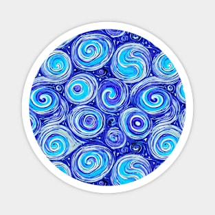 Blue n White Paint Pour 23 Magnet